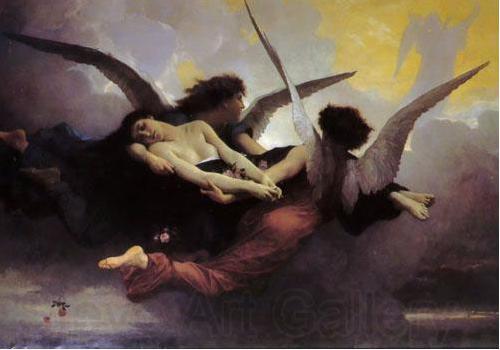 William-Adolphe Bouguereau Depiction of a soul being carried to heaven by two angels. Norge oil painting art